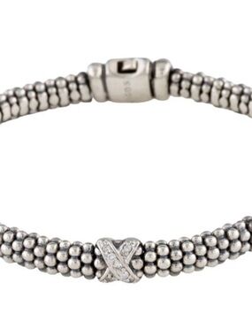 Lagos Caviar Sterling Silver Diamond X Accent Bracelet